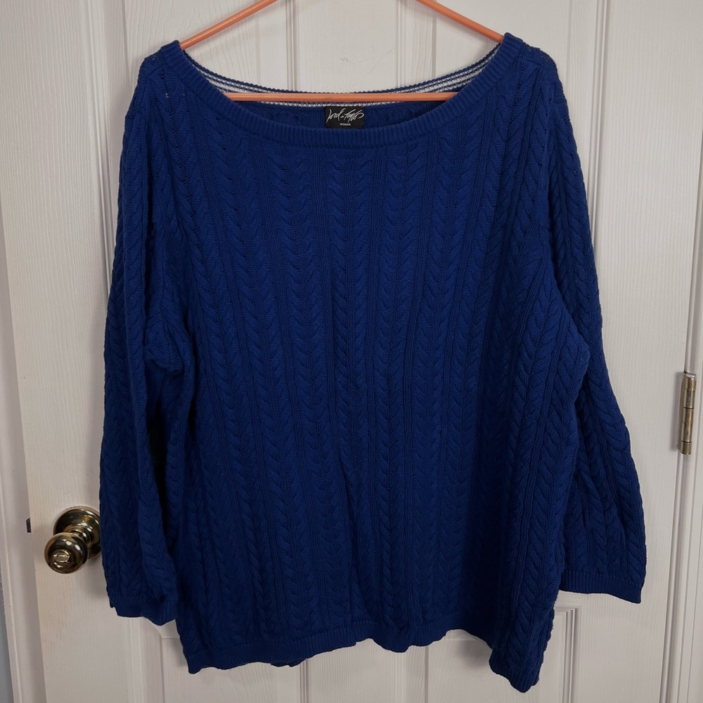 LORD & TAYLOR Woman 3X Navy Blue Knit Sweater